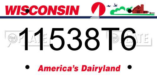 11538T6 Wisconsin License Plate