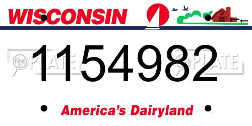 1154982 Wisconsin License Plate