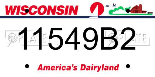 11549B2 Wisconsin License Plate