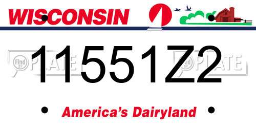 11551Z2 Wisconsin License Plate