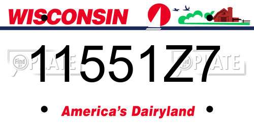 11551Z7 Wisconsin License Plate