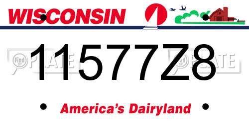 11577Z8 Wisconsin License Plate