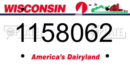 1158062 Wisconsin License Plate