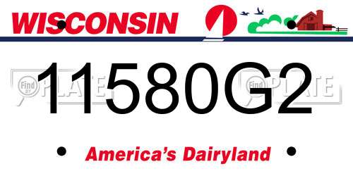 11580G2 Wisconsin License Plate