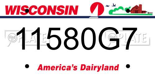 11580G7 Wisconsin License Plate