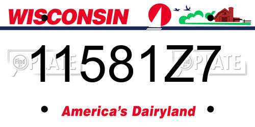 11581Z7 Wisconsin License Plate