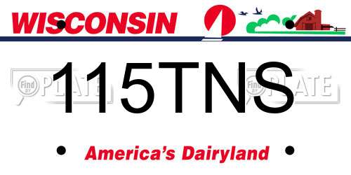 115TNS Wisconsin License Plate