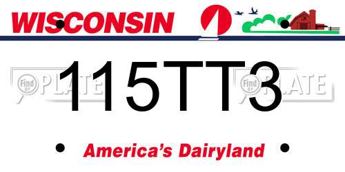 115TT3 Wisconsin License Plate