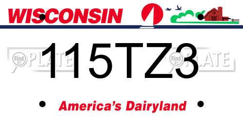 115TZ3 Wisconsin License Plate