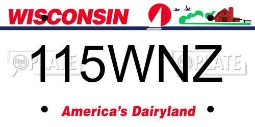 115WNZ Wisconsin License Plate