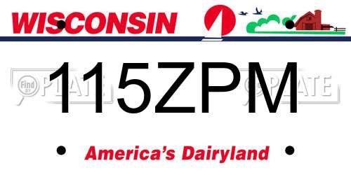 115ZPM Wisconsin License Plate