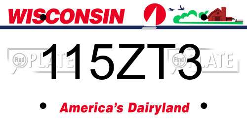 115ZT3 Wisconsin License Plate