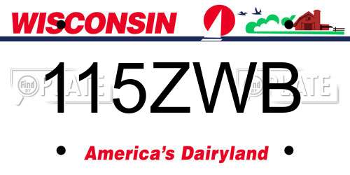 115ZWB Wisconsin License Plate