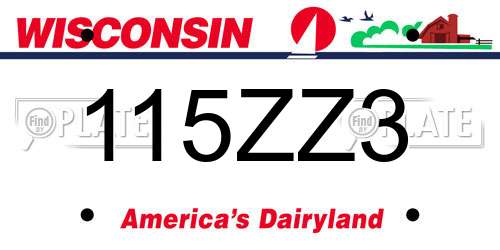 115ZZ3 Wisconsin License Plate