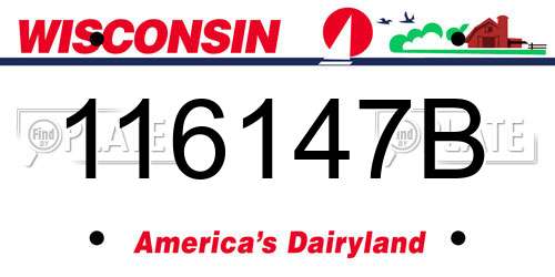 116147B Wisconsin License Plate