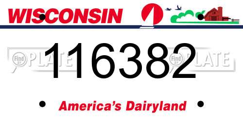 116382 Wisconsin License Plate