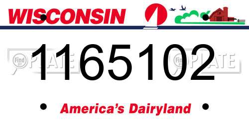 1165102 Wisconsin License Plate