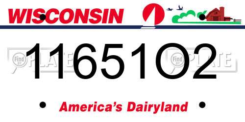 11651O2 Wisconsin License Plate