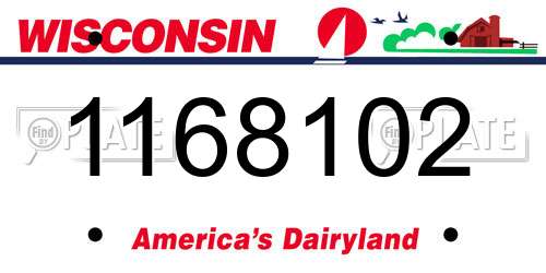 1168102 Wisconsin License Plate