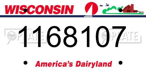 1168107 Wisconsin License Plate