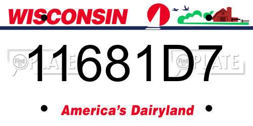 11681D7 Wisconsin License Plate