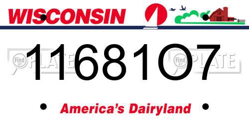 11681O7 Wisconsin License Plate