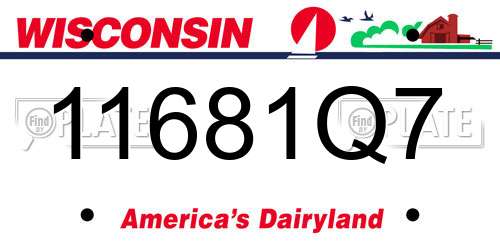 11681Q7 Wisconsin License Plate
