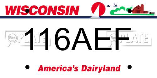 116AEF Wisconsin License Plate