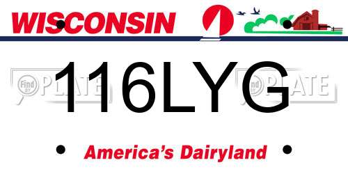 116LYG Wisconsin License Plate