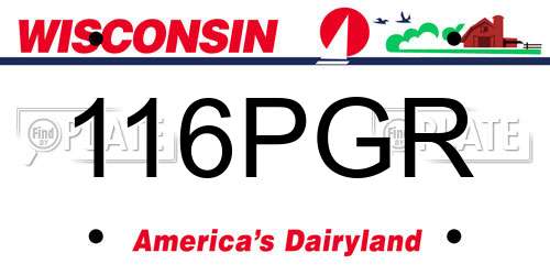 116PGR Wisconsin License Plate