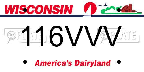 116VVV Wisconsin License Plate