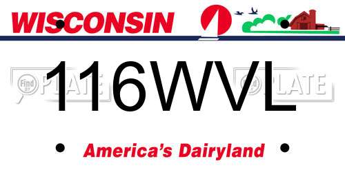 116WVL Wisconsin License Plate