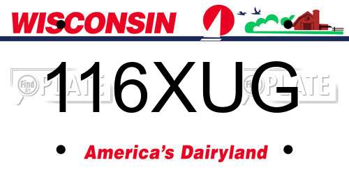 116XUG Wisconsin License Plate