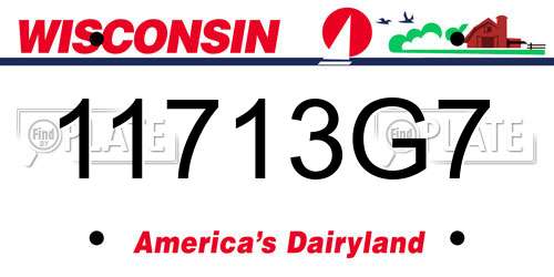 11713G7 Wisconsin License Plate