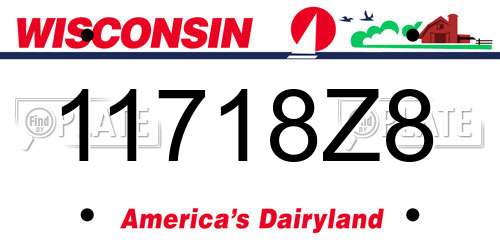 11718Z8 Wisconsin License Plate