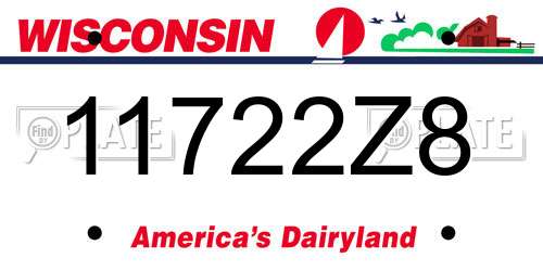 11722Z8 Wisconsin License Plate