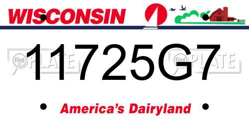11725G7 Wisconsin License Plate