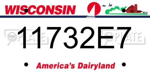 11732E7 Wisconsin License Plate
