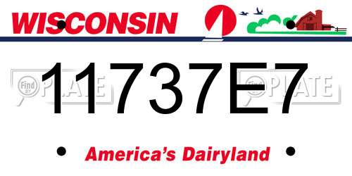 11737E7 Wisconsin License Plate
