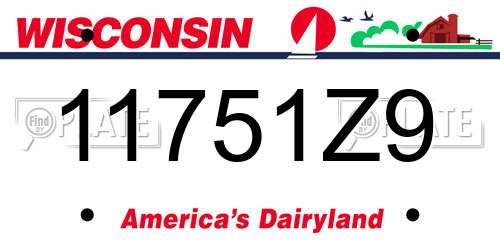 11751Z9 Wisconsin License Plate