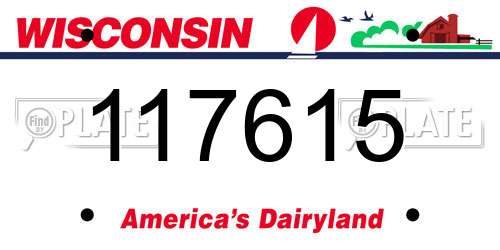 117615 Wisconsin License Plate