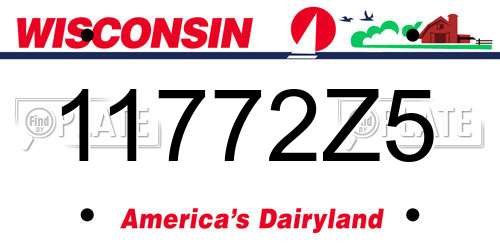 11772Z5 Wisconsin License Plate