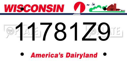 11781Z9 Wisconsin License Plate