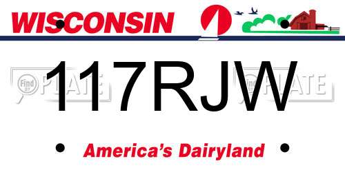 117RJW Wisconsin License Plate