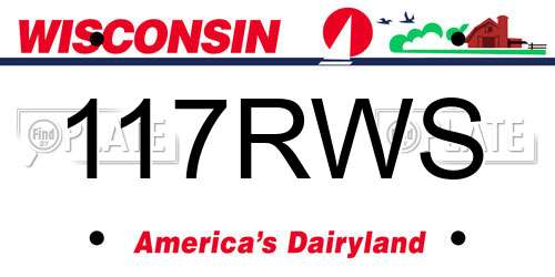 117RWS Wisconsin License Plate