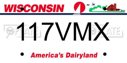 117VMX Wisconsin License Plate
