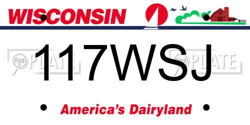 117WSJ Wisconsin License Plate