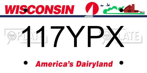 117YPX Wisconsin License Plate