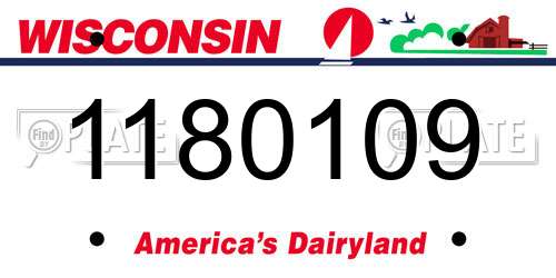 1180109 Wisconsin License Plate