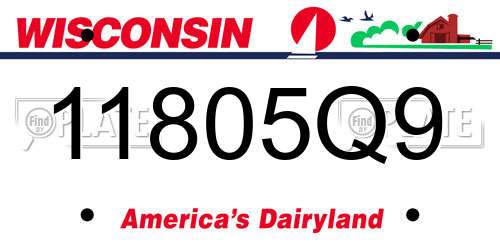 11805Q9 Wisconsin License Plate